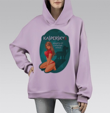 Троян - СКРЫТАЯ УГРОЗА, Hoodie Mono Fiolet, оверсайз, утепленная