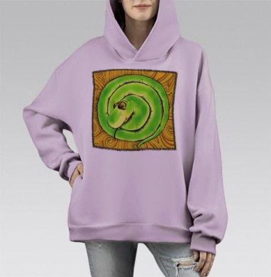 Удав, Hoodie Mono Fiolet, оверсайз, утепленная