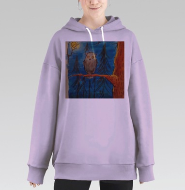 Удивленная сова, Hoodie Long Oversize Fiolet