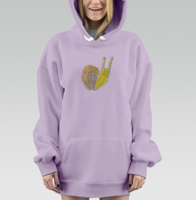 Улыбающаяся медленная улитка Желтый коричневый медленная улитка, Hoodie Mjhigh Dig Mel, Fiolet, утепленная