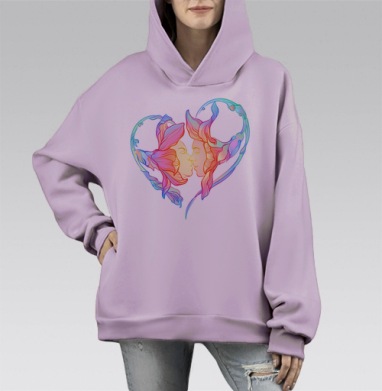 В сердце, Hoodie Mono Fiolet, оверсайз, утепленная