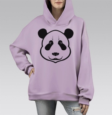 Веселая панда, Hoodie Mono Fiolet, оверсайз, утепленная
