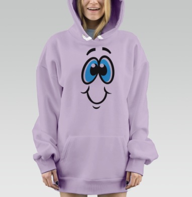 Веселое лицо с голубыми глазами улыбкой, Hoodie Mjhigh Dig Mel, Fiolet, утепленная