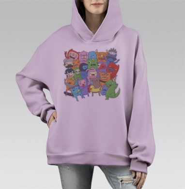Весёлый дудл, Hoodie Mono Fiolet, оверсайз, утепленная