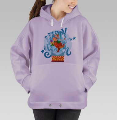Веселый новогодний бычок в голубом шаре, Hoodie Oversize Fiolet