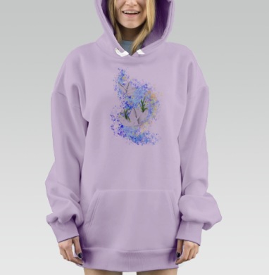 Весенние кораблики с зелёными растениями несут весну, Hoodie Mjhigh Dig Mel, Fiolet, утепленная
