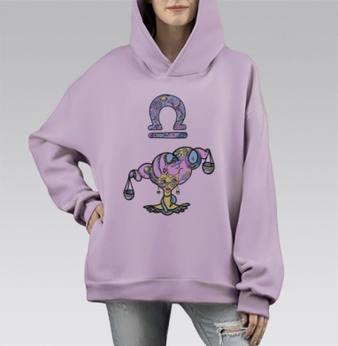 Весы девушка символ гармония весы, Hoodie Mono Fiolet, оверсайз, утепленная