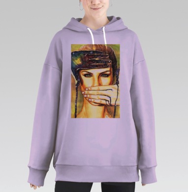 Внутренний космос девушка рука растекается, Hoodie Long Oversize Fiolet