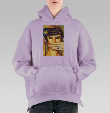 Внутренний космос девушка рука растекается, Hoodie Oversize Fiolet, утепленная
