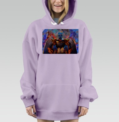 Воинственный Ангел с Огненной Брони на Крыльях, Hoodie Mjhigh Dig Mel, Fiolet, утепленная