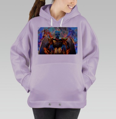 Воинственный Ангел с Огненной Брони на Крыльях, Hoodie Oversize Fiolet
