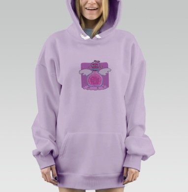 Волшебная бутылочка счастья с крыльями и позитивом счастья, Hoodie Mjhigh Dig Mel, Fiolet, утепленная