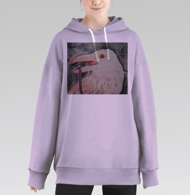 Ворон с крысой на зимнем фоне Ворон с крысой на зимнем фоне, Hoodie Long Oversize Fiolet