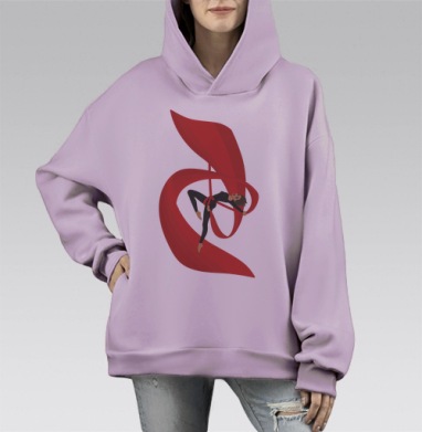 Воздушная гимнастка, Hoodie Mono Fiolet, оверсайз, утепленная