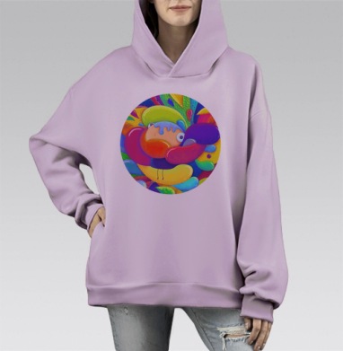Всплески весны, Hoodie Mono Fiolet, оверсайз, утепленная