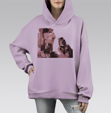 Встреча в бумаге, Hoodie Mono Fiolet, оверсайз, утепленная
