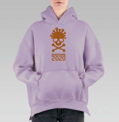 Выжил в 2020 году символ опасности 2020, Hoodie Oversize Fiolet, утепленная