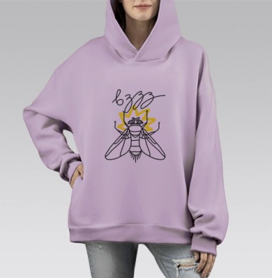 Вззз, Hoodie Mono Fiolet, оверсайз, утепленная