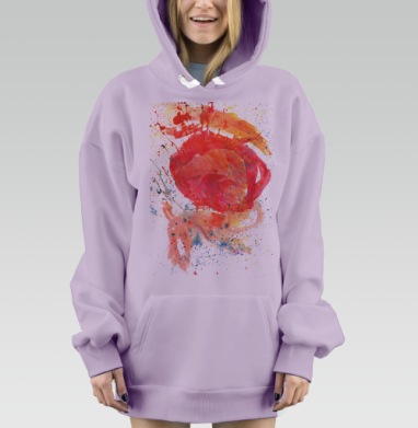 Хамелеон в брызгах акварели, Hoodie Mjhigh Dig Mel, Fiolet, утепленная