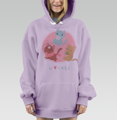 Я люблю котеек, Hoodie Mjhigh Dig Mel, Fiolet, утепленная
