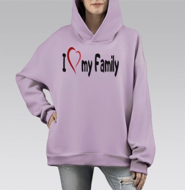 Я люблю свою семью, Hoodie Mono Fiolet, оверсайз, утепленная