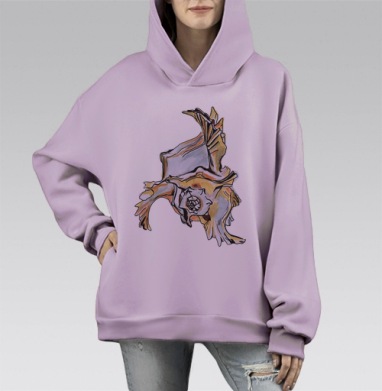 Я слышу море, Hoodie Mono Fiolet, оверсайз, утепленная