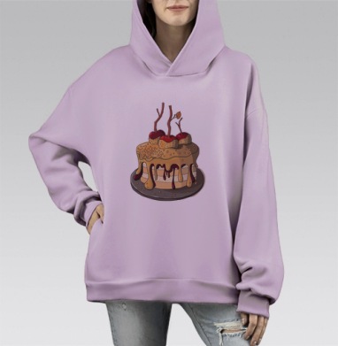 Яблочный пирог, Hoodie Mono Fiolet, оверсайз, утепленная