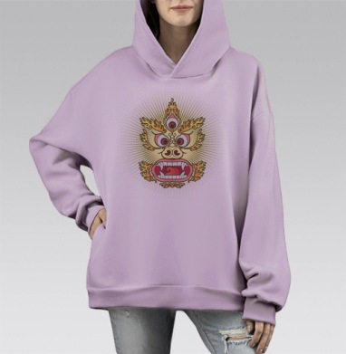 Ядерный Махакала, Hoodie Mono Fiolet, оверсайз, утепленная