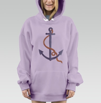 Якорь с оранжевым канатом для морского отдыха и плавания, Hoodie Mjhigh Dig Mel, Fiolet, утепленная