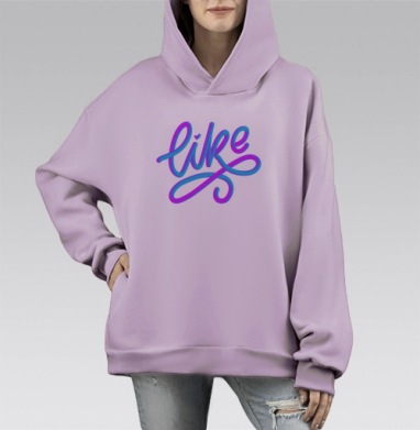 Яркая Неоновая Каллиграфия Лайка, Hoodie Mono Fiolet, оверсайз, утепленная