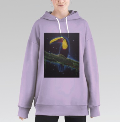 Яркая птичка, Hoodie Long Oversize Fiolet