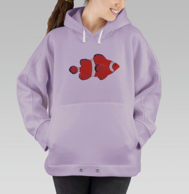 Яркая рыба клоун плывет в море морского отдыха, Hoodie Oversize Fiolet