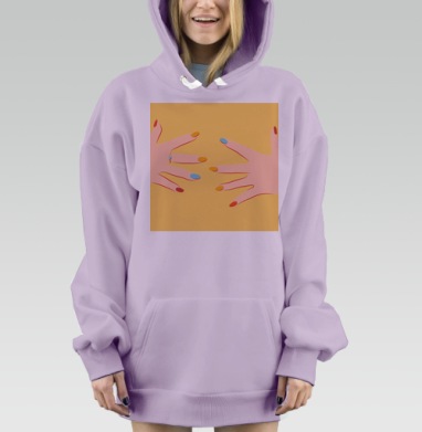 Яркие женские руки маникюрный акцент, Hoodie Mjhigh Dig Mel, Fiolet, утепленная