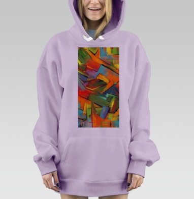 Яркие геометрические абстракции с динамичным движением и эмоциями, Hoodie Mjhigh Dig Mel, Fiolet, утепленная