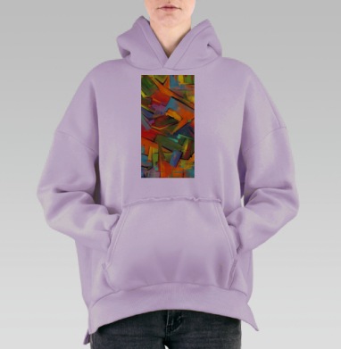 Яркие геометрические абстракции с динамичным движением и эмоциями, Hoodie Oversize Fiolet, утепленная