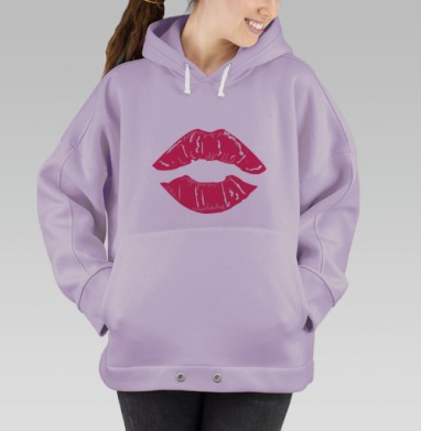 Яркие губные поцелуи женственные красочные поцелуи, Hoodie Oversize Fiolet