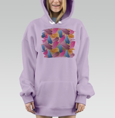 Яркие мазки динамическая абстракция свободного движения, Hoodie Mjhigh Dig Mel, Fiolet, утепленная