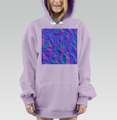 Яркие неоновые абстрактные органические формы цифровой искусства, Hoodie Mjhigh Dig Mel, Fiolet, утепленная
