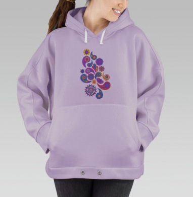 Яркие пейсли цветочные мотивы для хиппи-стайл, Hoodie Oversize Fiolet