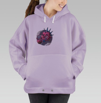 Яркий розовый панк с тату и серьгой панк с тату, Hoodie Oversize Fiolet