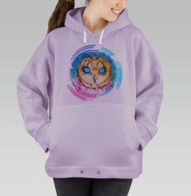 Ярко голубая сова мудрость глаза природы технологии, Hoodie Oversize Fiolet
