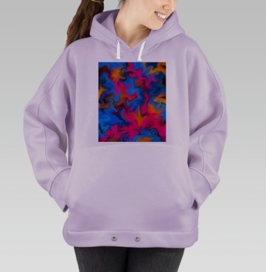 Яркое Абстрактное Слияние Синего Розового Оранжевого, Hoodie Oversize Fiolet