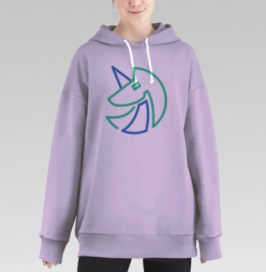 Yoo сине-зеленый неон, Hoodie Long Oversize Fiolet