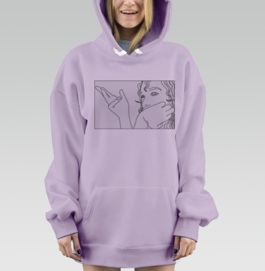 Задумчивая девушка в черно белом стиле на фоне руки, Hoodie Mjhigh Dig Mel, Fiolet, утепленная