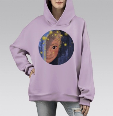 Заглянуть в сказку, Hoodie Mono Fiolet, оверсайз, утепленная