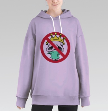 Запрет Короны Черепа с Маской на Лице, Hoodie Long Oversize Fiolet