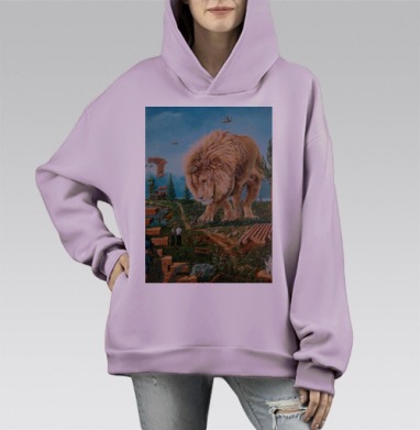Зависла в фотошопе, Hoodie Mono Fiolet, оверсайз, утепленная