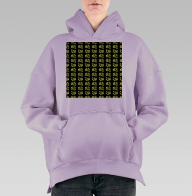 Зеленые листочки свежая натуральная флора текстильный, Hoodie Oversize Fiolet, утепленная