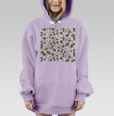 Зеленые яблоки срезанные натуральные сочные свежие яблоки, Hoodie Mjhigh Dig Mel, Fiolet, утепленная