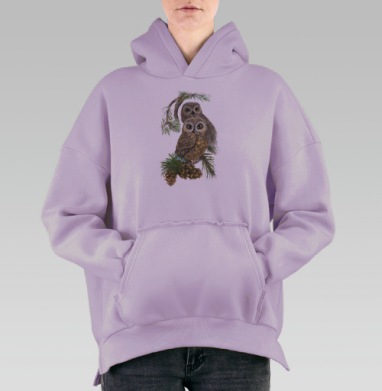 Зимние Совята на Ветке Сосны Зимние Совята на Ветке Сосны, Hoodie Oversize Fiolet, утепленная